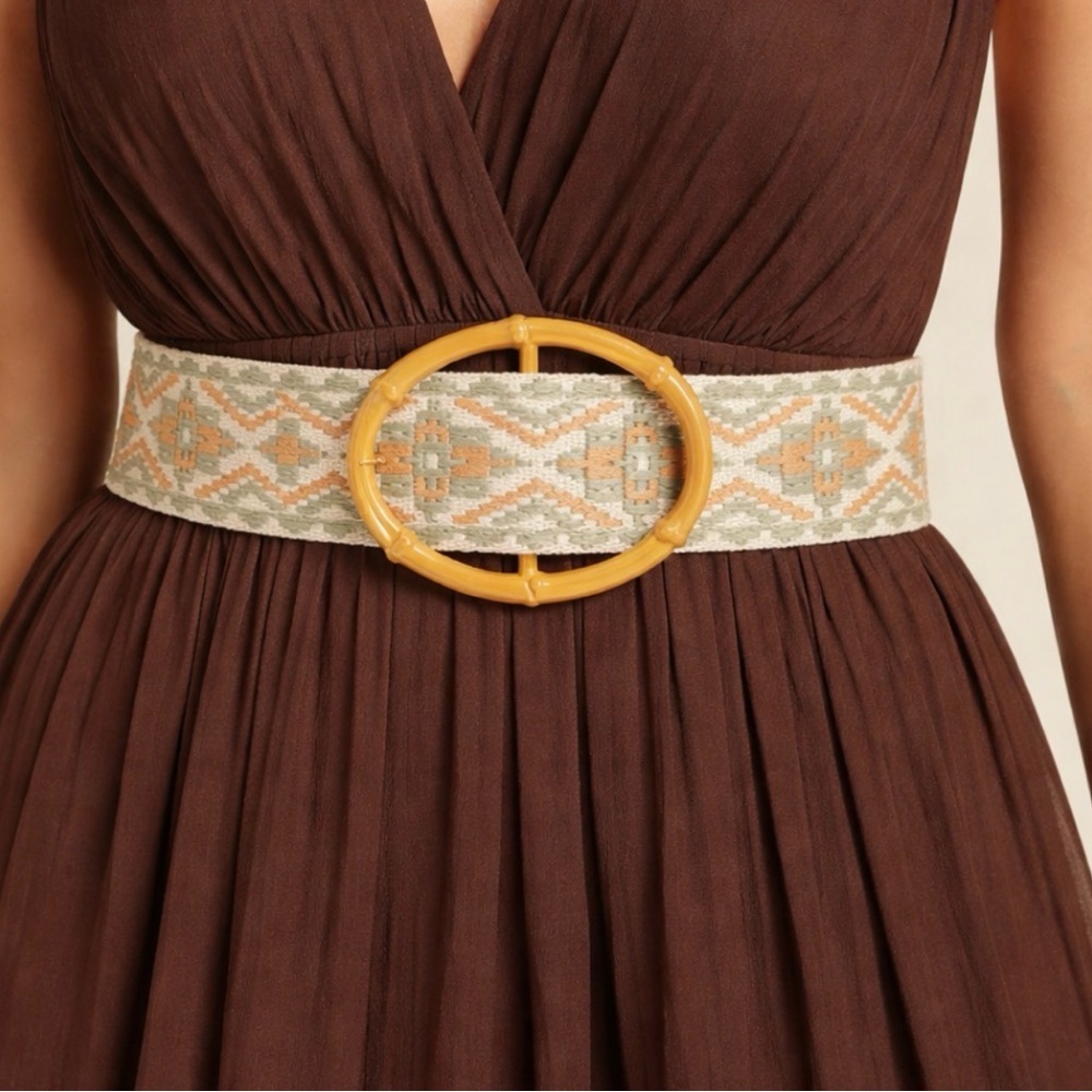 Embroidered Boho Floral Belt 42”
